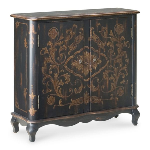 Butler Specialty Company Leyden European Hand-Painted Console Cabinet, Black 1737177