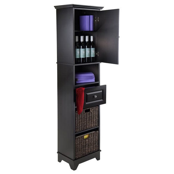 Winsome Wyatt 3-Pc Storage Cabinet with 2 Foldable Corn Husk Baskets 20618 - Essential Livingroom