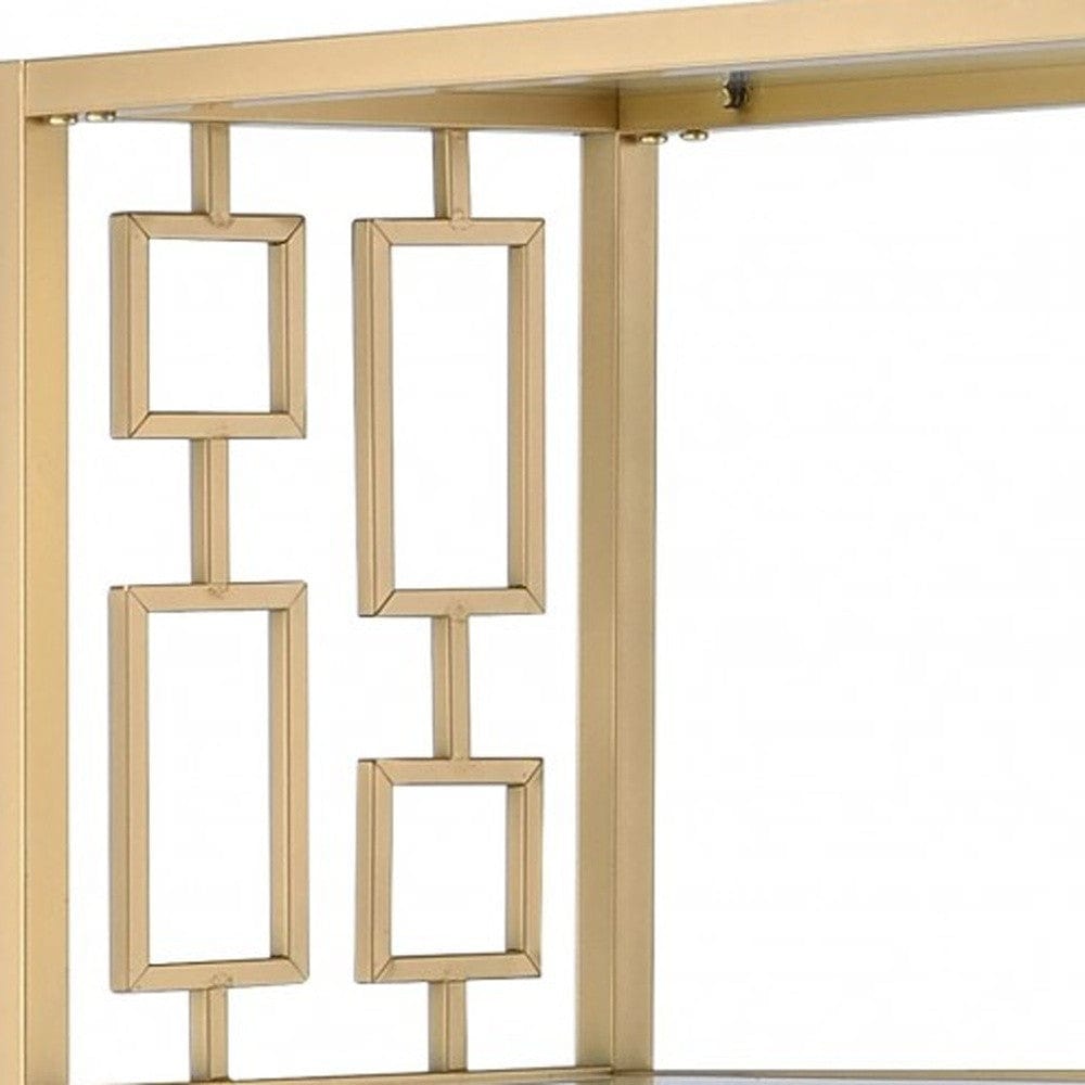 Homeroots 72" Geometric Bookcase Back Open With Frame 286632