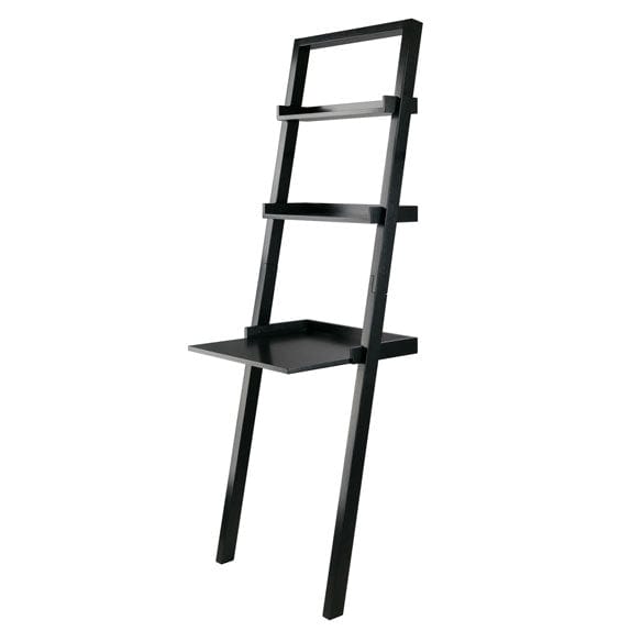 Winsome Bellamy 3-Pc Leaning Desk & Shelf Set, Black 29335 - Essential Livingroom