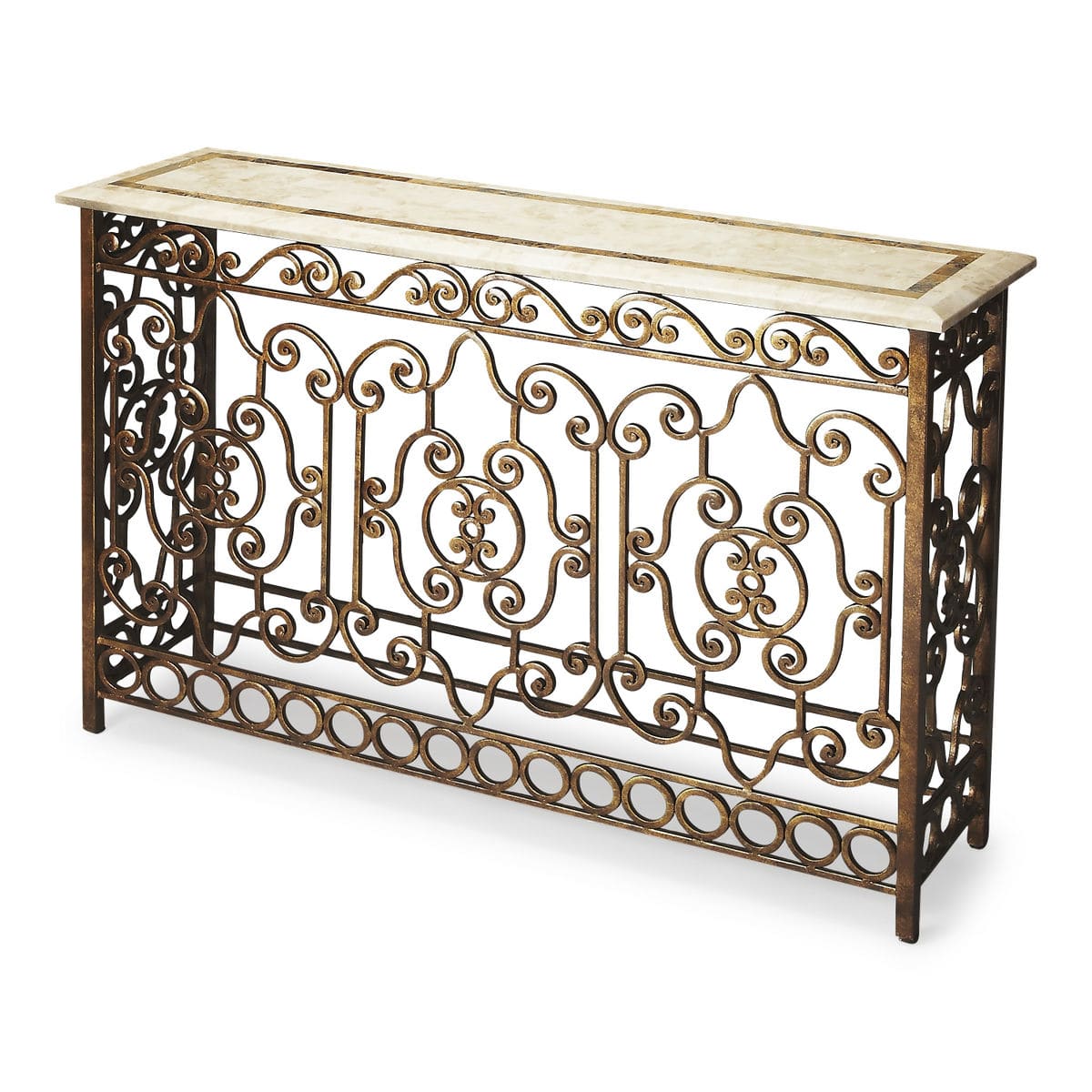 Butler Specialty Company Contessa Iron & Fossil Stone Console Table, Multi-Color 3108025