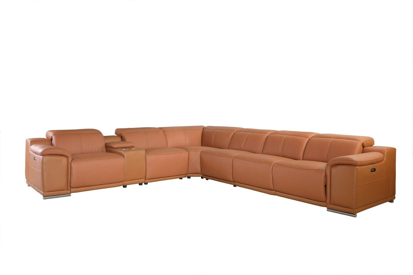 Homeroots 241" X 280" X 220.2" Camel Power Reclining 7PC Sectional 366352