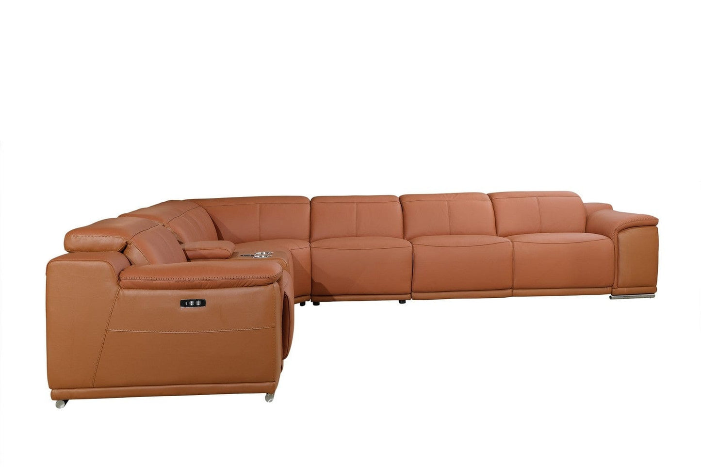 Homeroots 254" X 280" X 237.4" Camel Power Reclining 7PC Sectional 366353