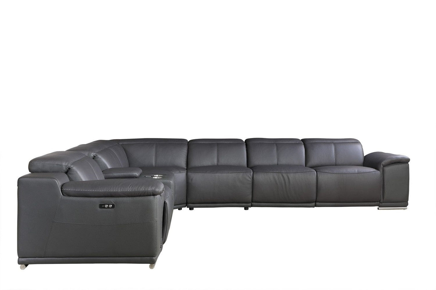Homeroots 241" X 280" X 220.2" Dark Grey Power Reclining 7PC Sectional 366357