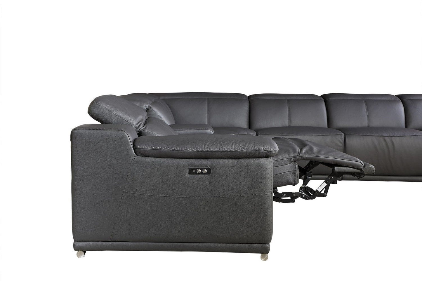 Homeroots 254" X 280" X 237.4" Dark Grey Power Reclining 7PC Sectional 366358