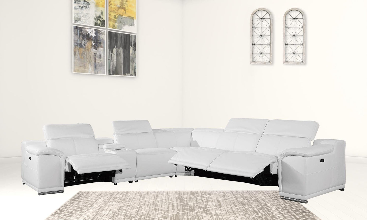 Homeroots 212" X 240" X 191.2" White Power Reclining 6"PC Sectional 366361