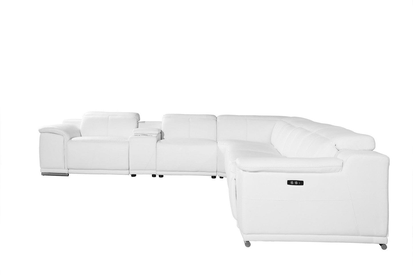 Homeroots White Genuine Leather Power Reclining 7PC Sectional with 1 Console 366362