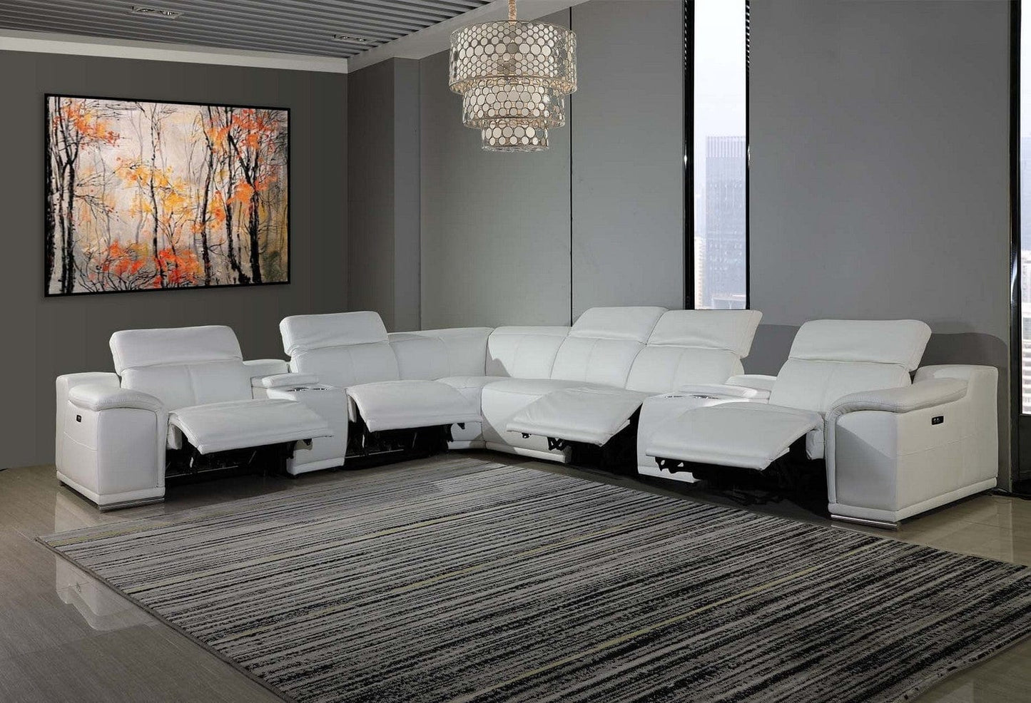 Homeroots 267" X 320" X 266.4" White Power Reclining 8PC Sectional 366365