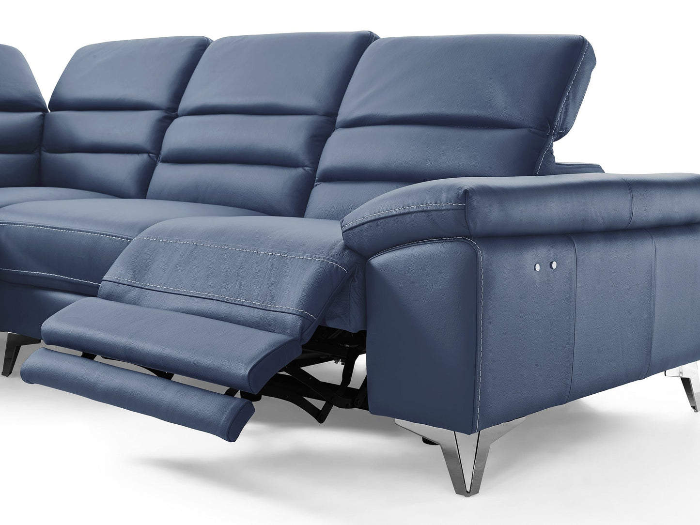 Homeroots 109 X 88 X 31 X 40 Navy Blue Leather Sectional 372108