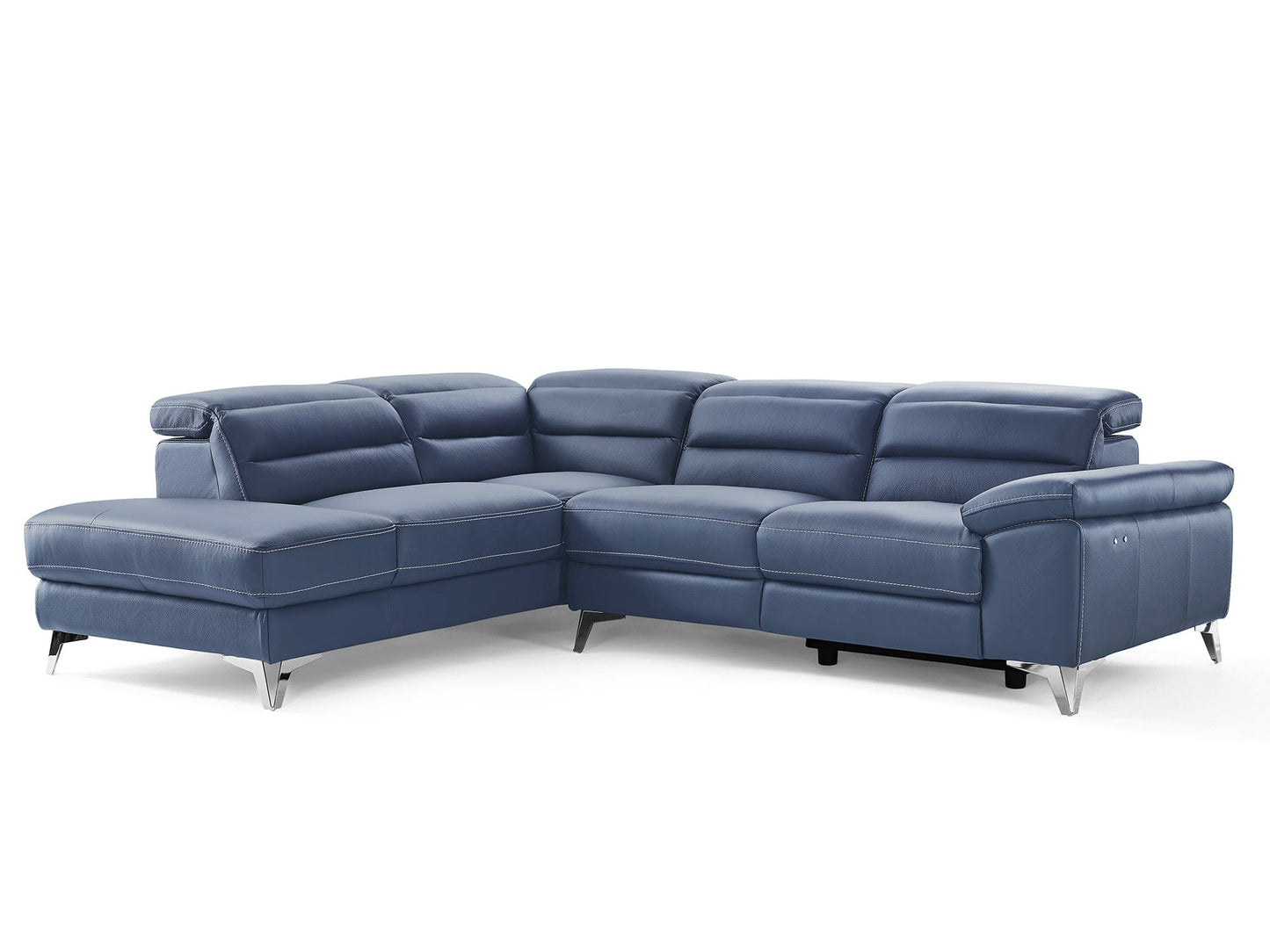 Homeroots 109 X 88 X 31 X 40 Navy Blue Leather Sectional 372108