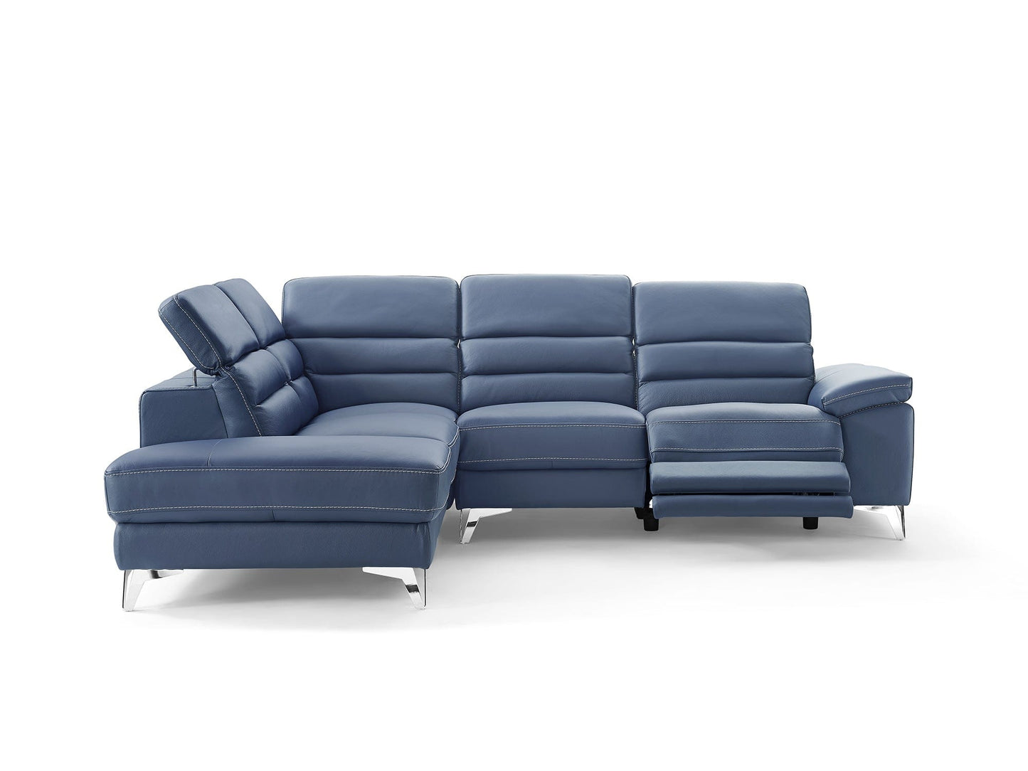 Homeroots 109 X 88 X 31 X 40 Navy Blue Leather Sectional 372108