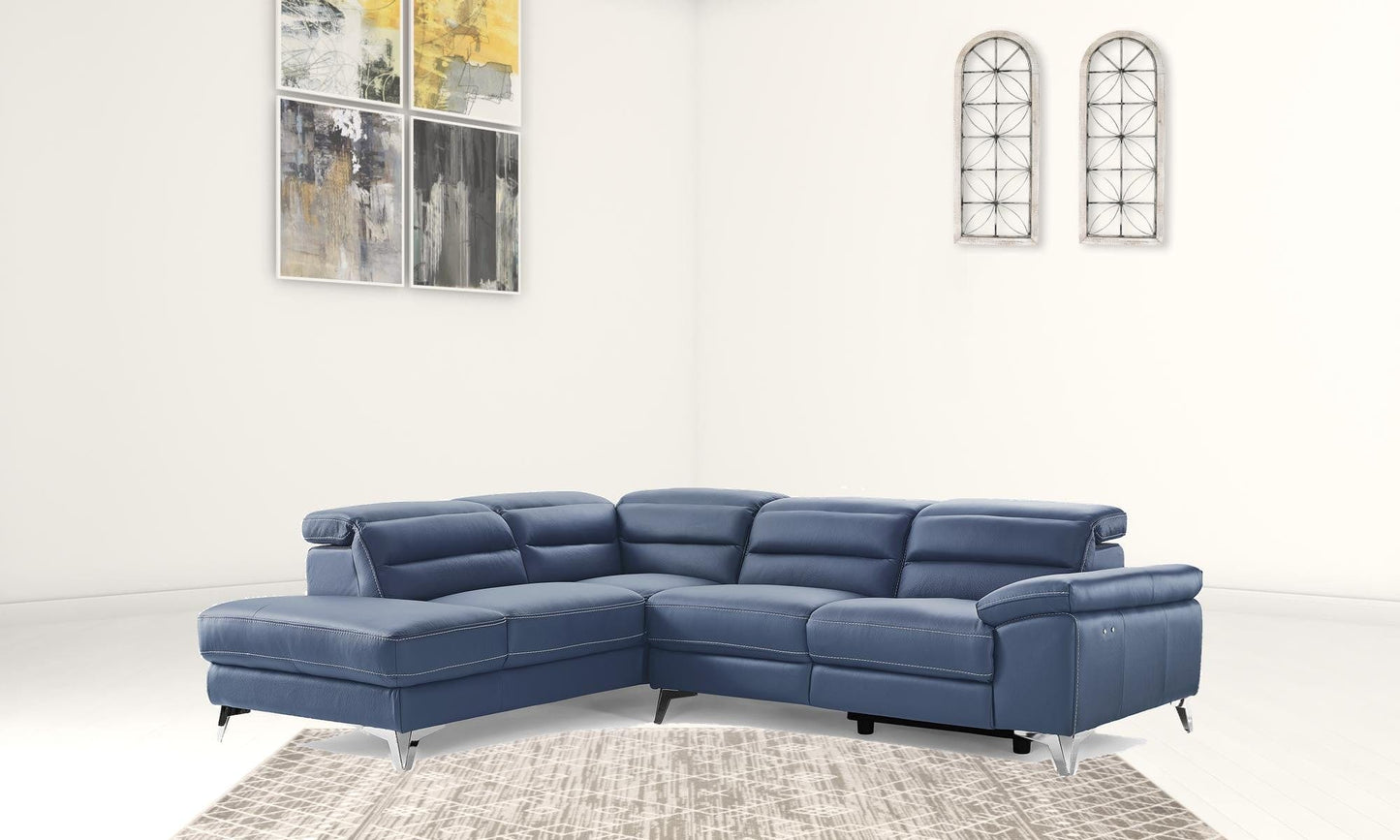 Homeroots 109 X 88 X 31 X 40 Navy Blue Leather Sectional 372108