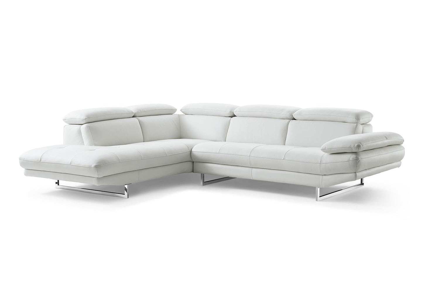 Homeroots 110" X 88" X 29"/37" White Leather Sectional 372110