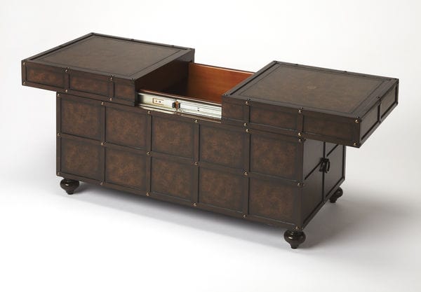Butler Specialty Company Dennard Faux Leather Coffee Table, Dark Brown 3857070