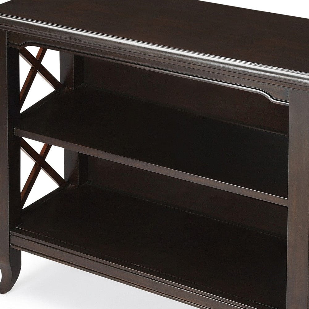 Homeroots Newport Black & Cherry Low Bookcase 389555