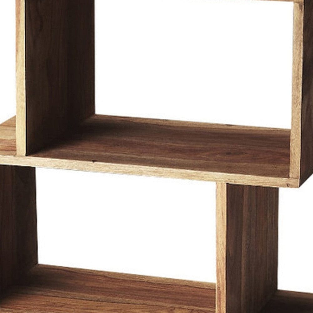 Homeroots 48" Sheesham Vertical Standard Bookcase Back Open 389558