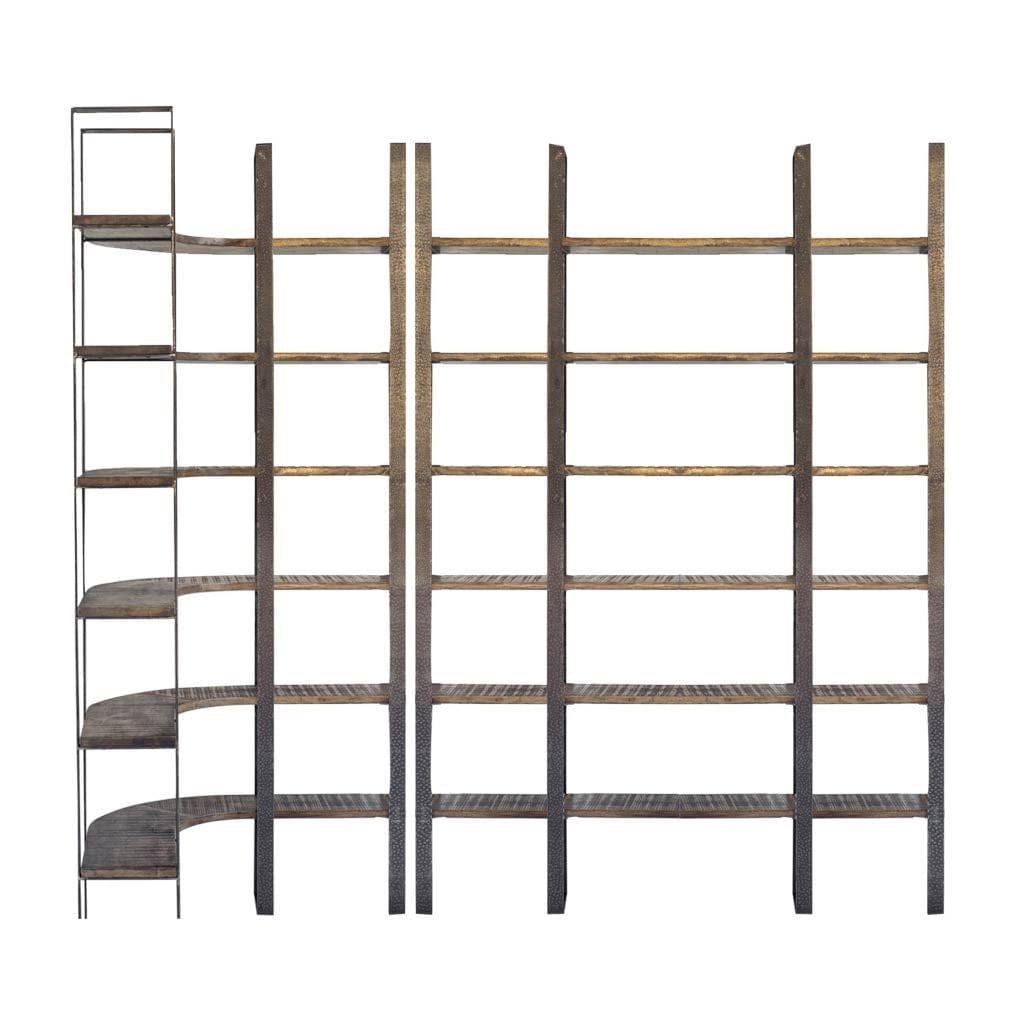 Homeroots Brown Wood and Iron Six Shelf Standing Unit 392220