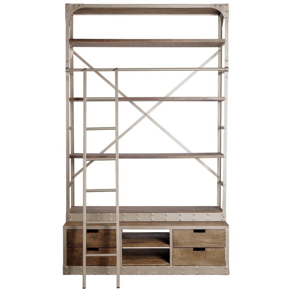 Homeroots Gray Metal Shelving Unit with Light Brown Storage 392223
