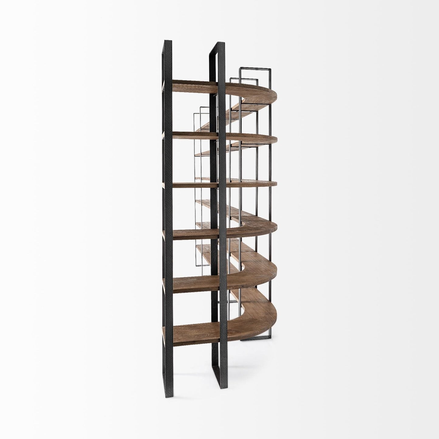 Homeroots Black Iron Framed Wooden Shelving Unit 392226