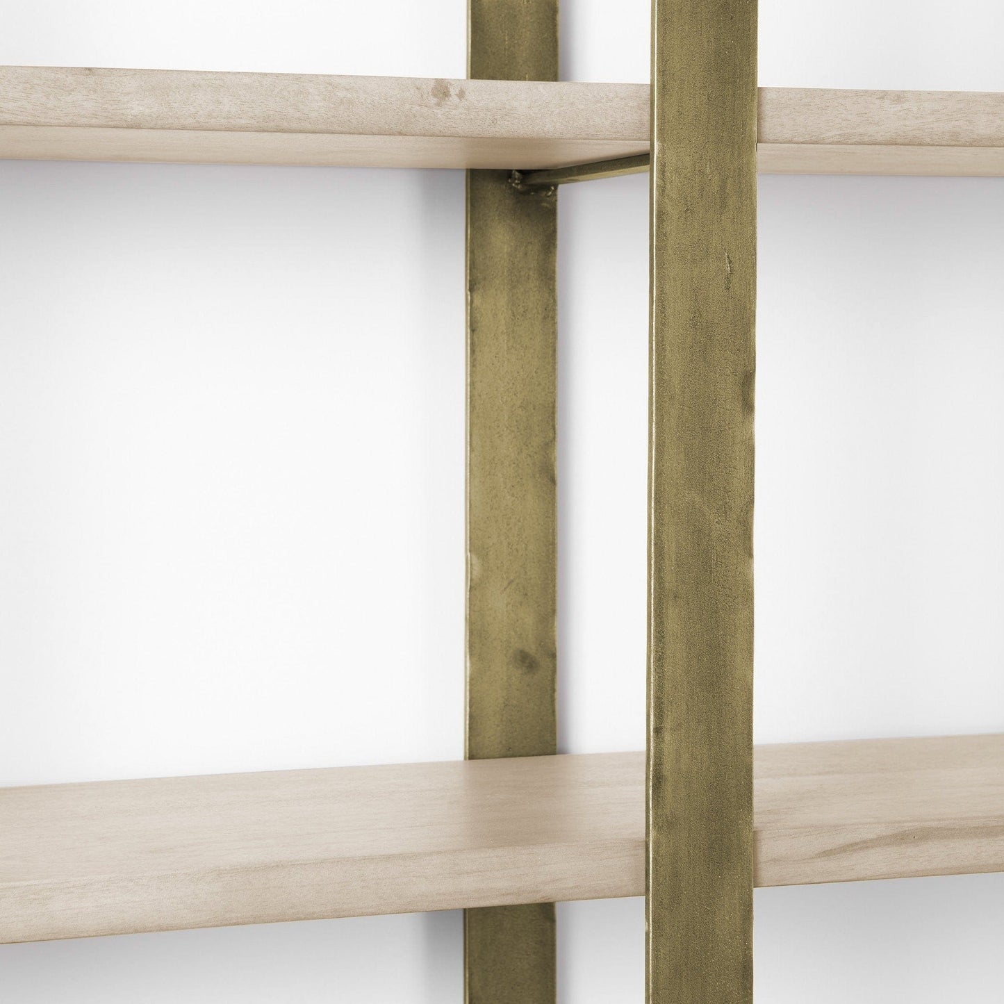 Homeroots Gold Iron Framed Wooden Shelving Unit 392227