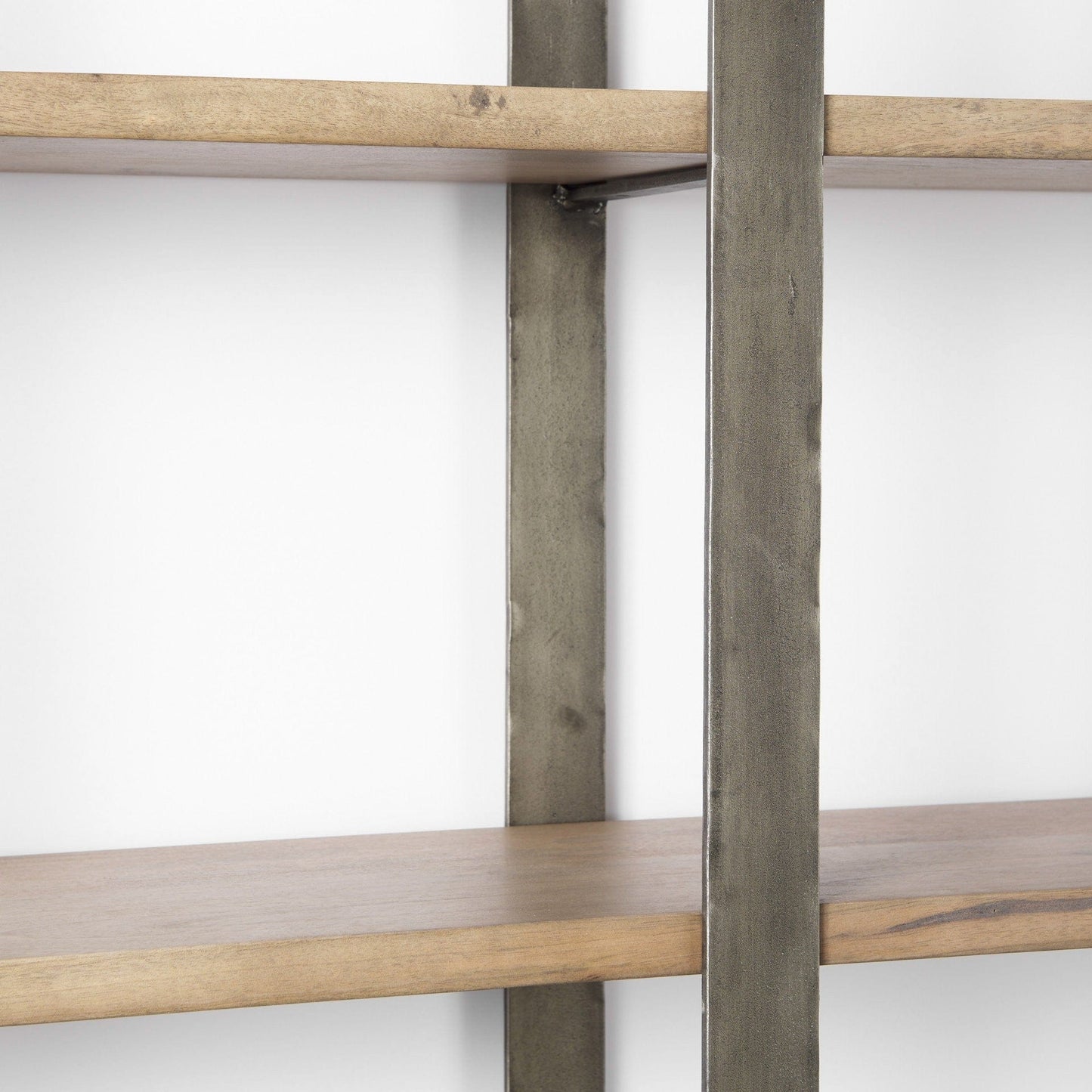 Homeroots Silver Iron Framed Wooden Shelving Unit 392228