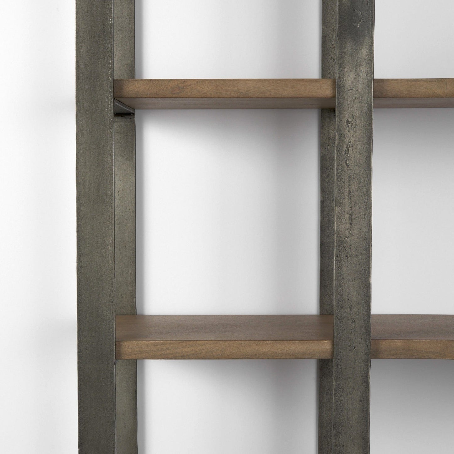 Homeroots Silver Iron Framed Curved Wooden Shelving Unit 392230