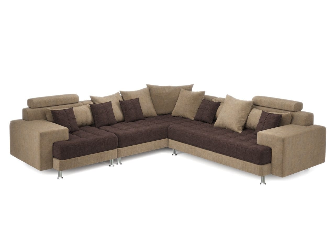 Homeroots Hercules Brown Microfiber Three Piece Slight Left Sectional Sofa 397444