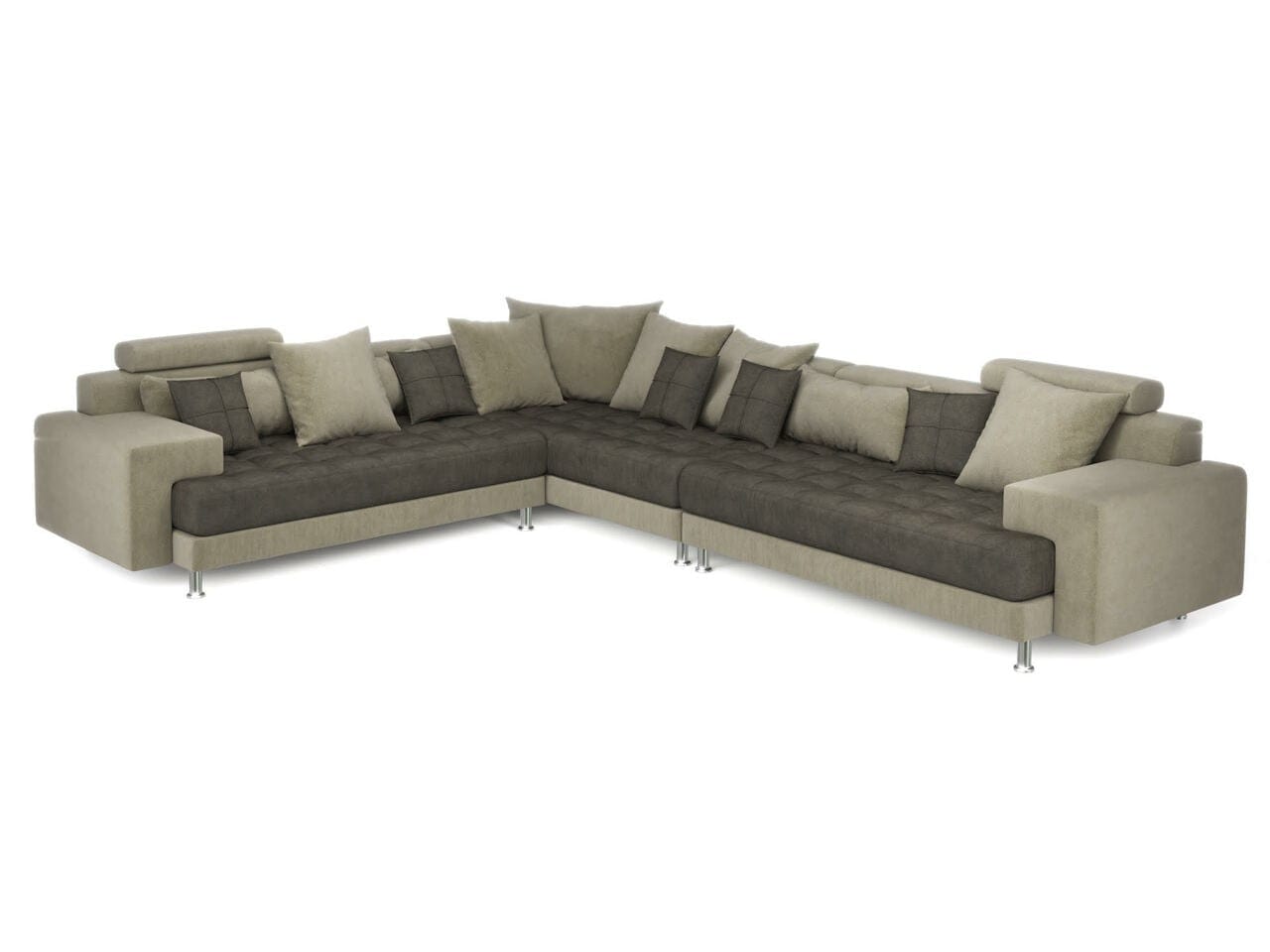 Homeroots Hercules Gray Microfiber Three Piece Right L Shape Sectional Sofa 397448