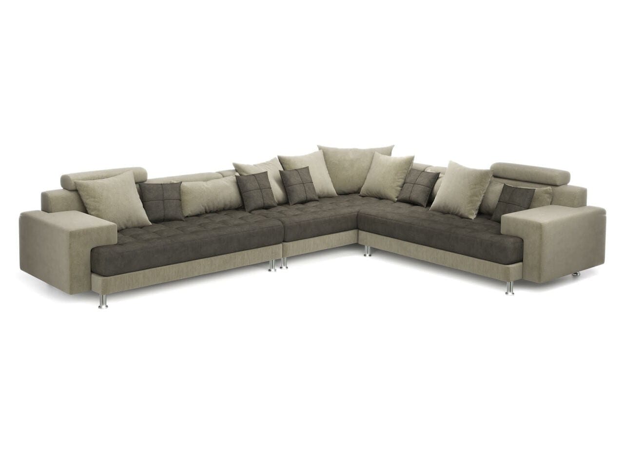 Homeroots Hercules Gray Microfiber Three Piece Left L Shape Sectional Sofa 397449