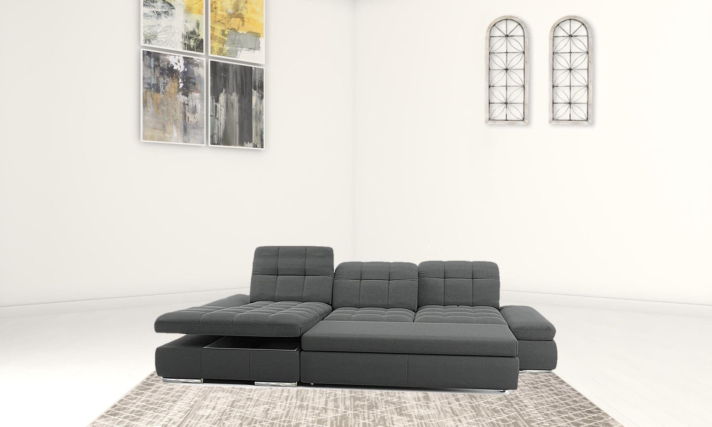 Homeroots Mod Gray Two Piece Right Sectional Sofa with Storage and Sleeper 397454