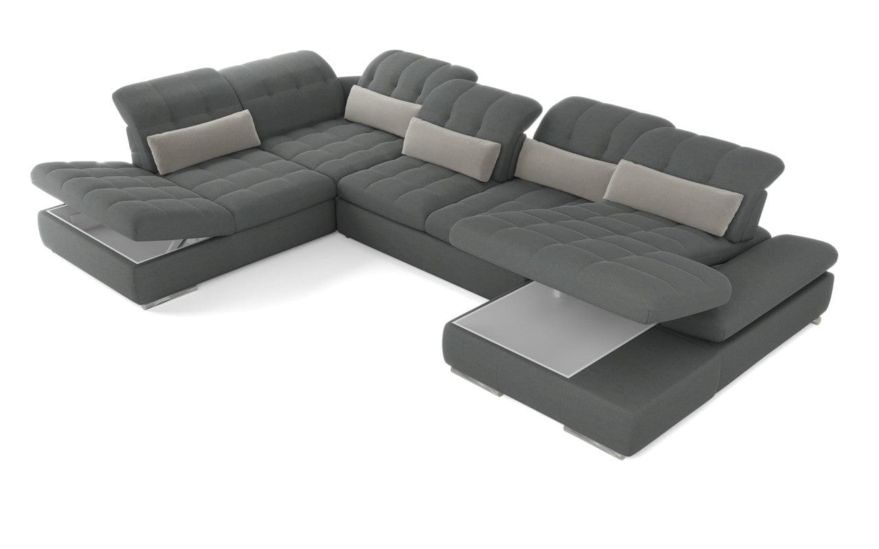 Homeroots Mod Gray Five Piece Right Sectional Sofa with Storage and Sleeper 397456