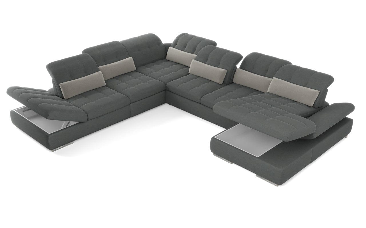 Homeroots Mod Gray Six Piece Right Sectional Sofa with Storage and Sleeper 397457