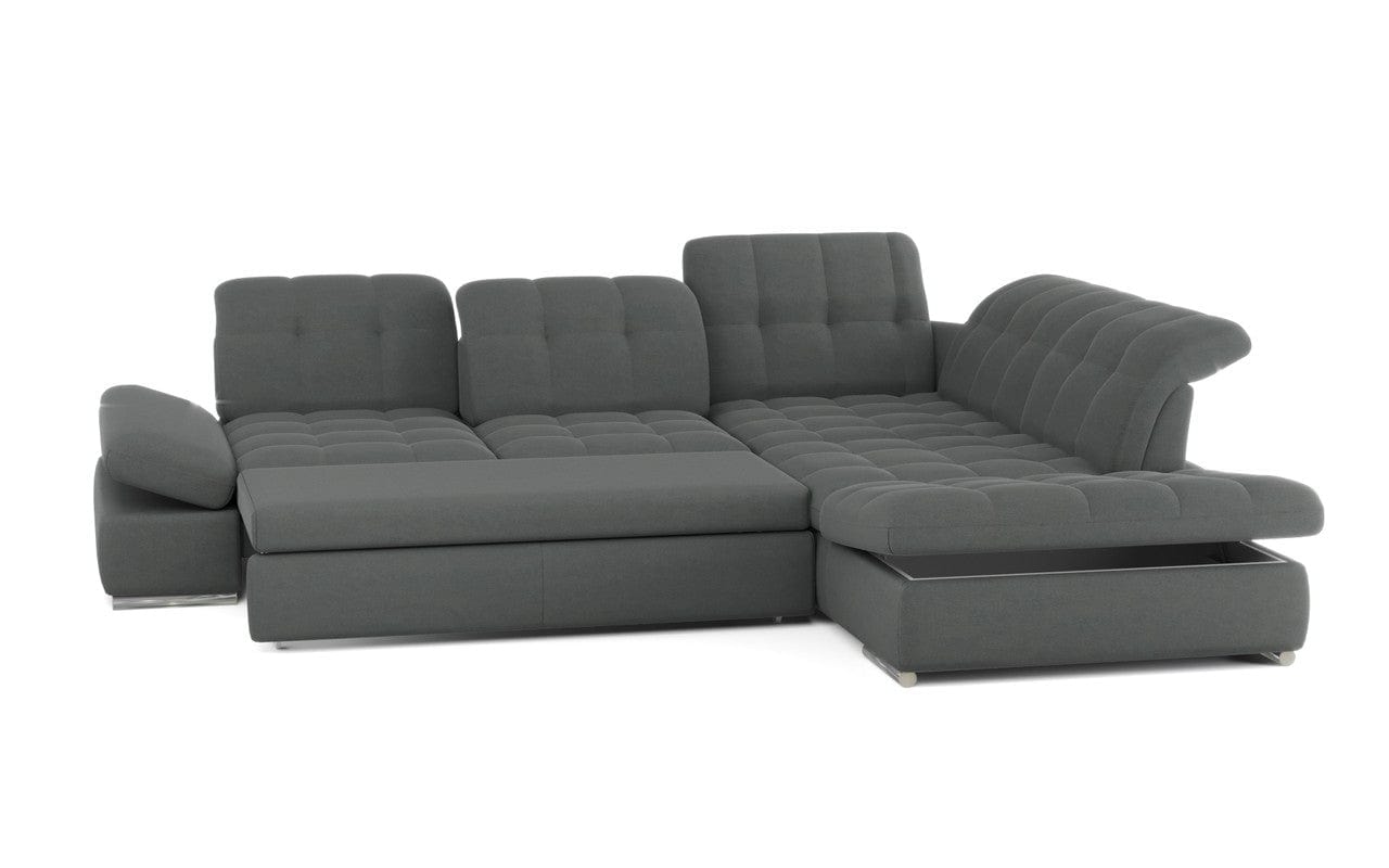 Homeroots Mod Gray Four Piece Left Sectional Sofa with Storage and Sleeper 397459