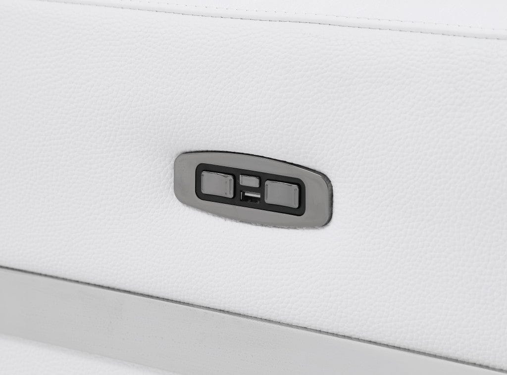 Homeroots 65" White Italian Leather Reclining Love Seat 482201