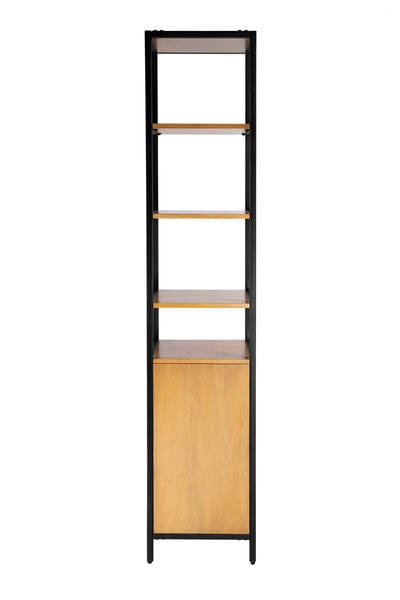 Butler Specialty Company Hans Narrow Wood and Iron Open & Closed 84"Hx17"W Etagere Bookcase, Light Brown 5557419