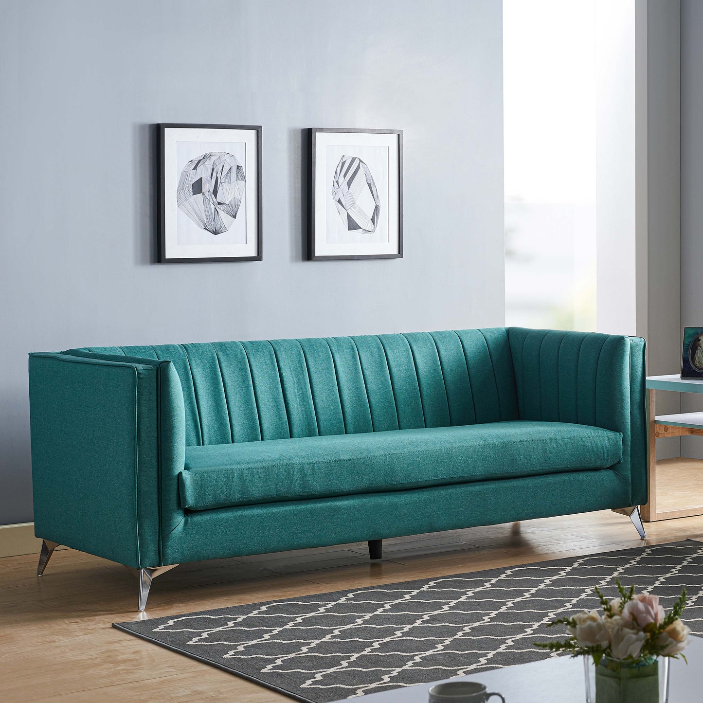 ID USA Sofa 8086F-TQU-3 - Essential Livingroom