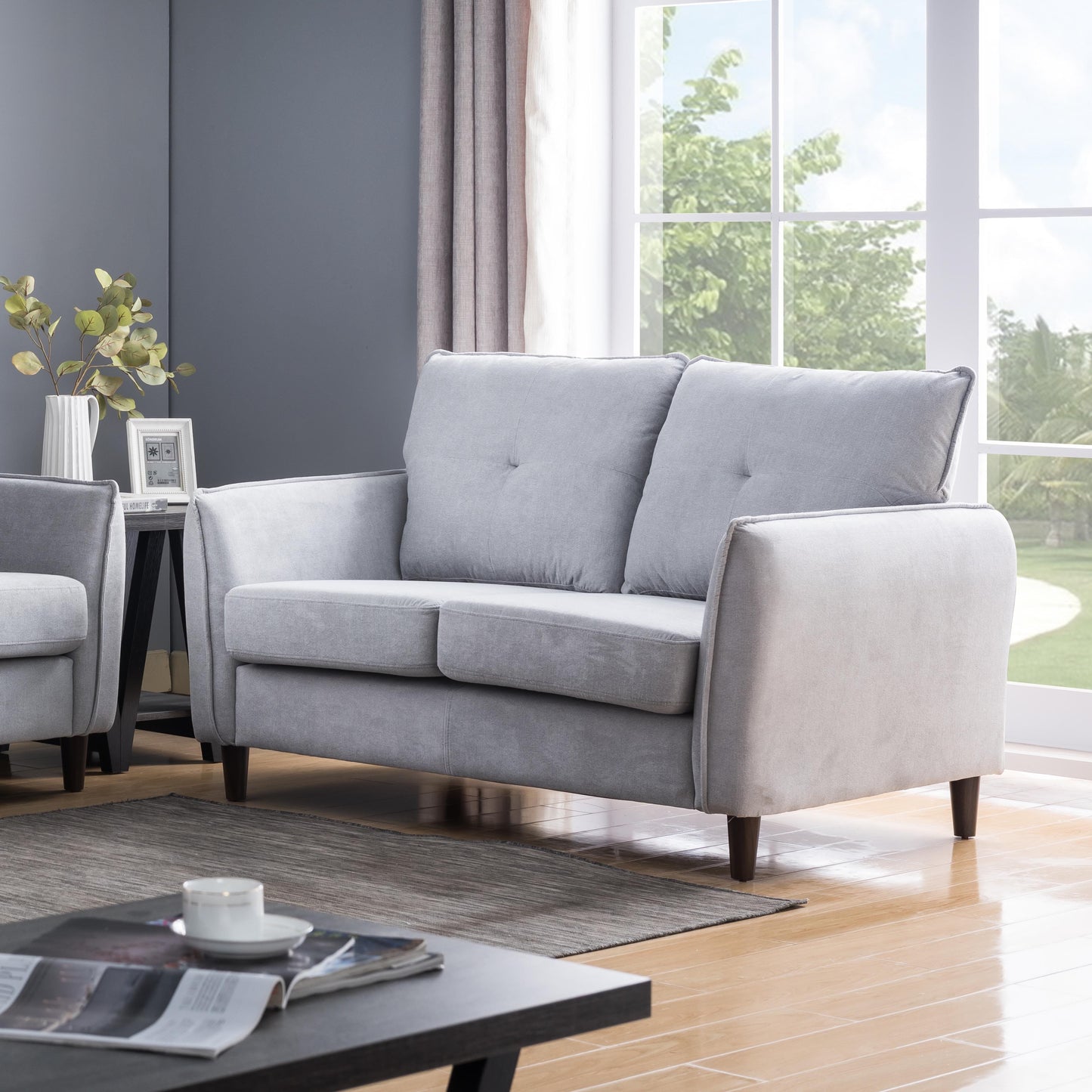 ID USA Loveseat 8096F-SMGY-2 - Essential Livingroom