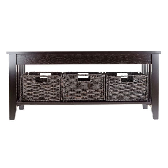 Winsome Morris Coffee Table with 3 Foldable Corn Husk Baskets 92441 - Essential Livingroom
