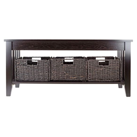 Winsome Morris Coffee Table with 3 Foldable Corn Husk Baskets 92441 - Essential Livingroom
