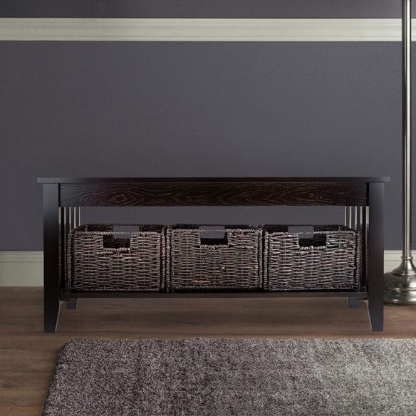 Winsome Morris Coffee Table with 3 Foldable Corn Husk Baskets 92441 - Essential Livingroom