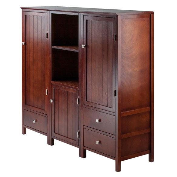 Winsome Brooke 3-Pc Modular Jelly Cupboard Set, Walnut 94357 - Essential Livingroom