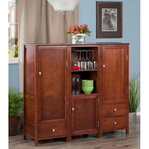 Winsome Brooke 3-Pc Modular Jelly Cupboard Set, Walnut 94357 - Essential Livingroom