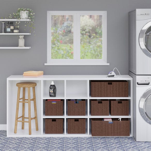 Winsome Adriana 4-Pc Storage Bench with 3 Foldable Woven Baskets, Walnut 94410 - Essential Livingroom