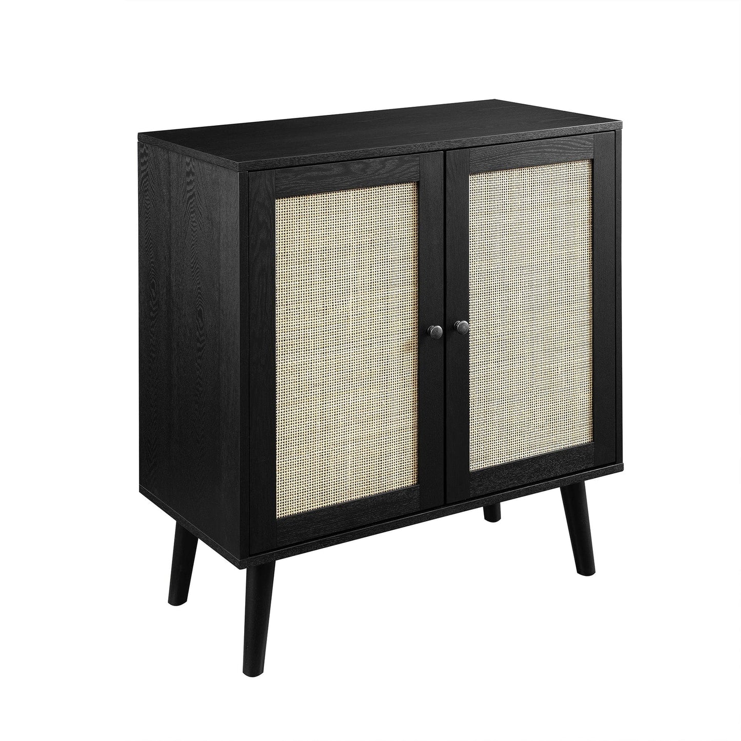 Walker Edison 30" Wood and Rattan 2-Door Accent Cabinet