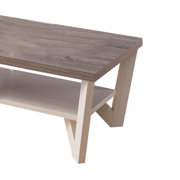Benzara Stylish Center Display Coffee Table, Brown and White BM148892