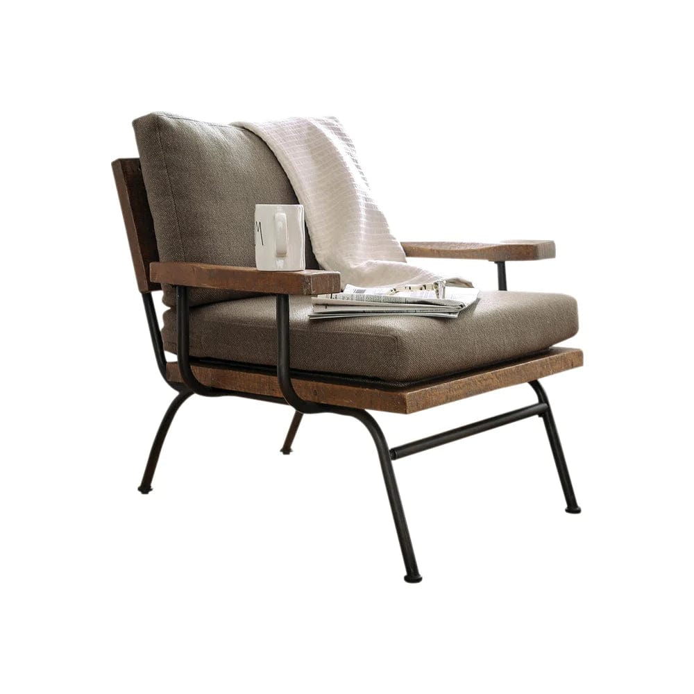 Benzara Fabric Upholstered Accent Chair, In Brown And Black BM181421