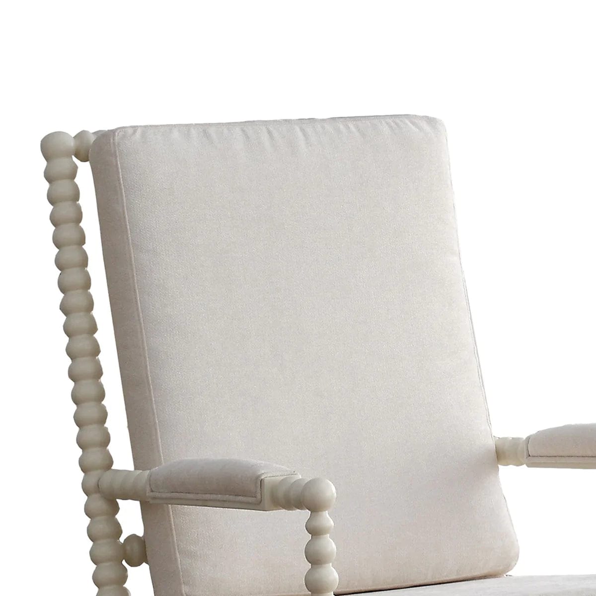 Benzara Wooden Rocking Chair with Fabric Upholstered Cushions, White BM193885