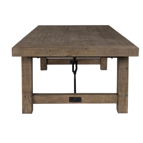 Benzara Handcrafted Reclaimed Wood Coffee Table with Grains, Weathered Gray BM203609