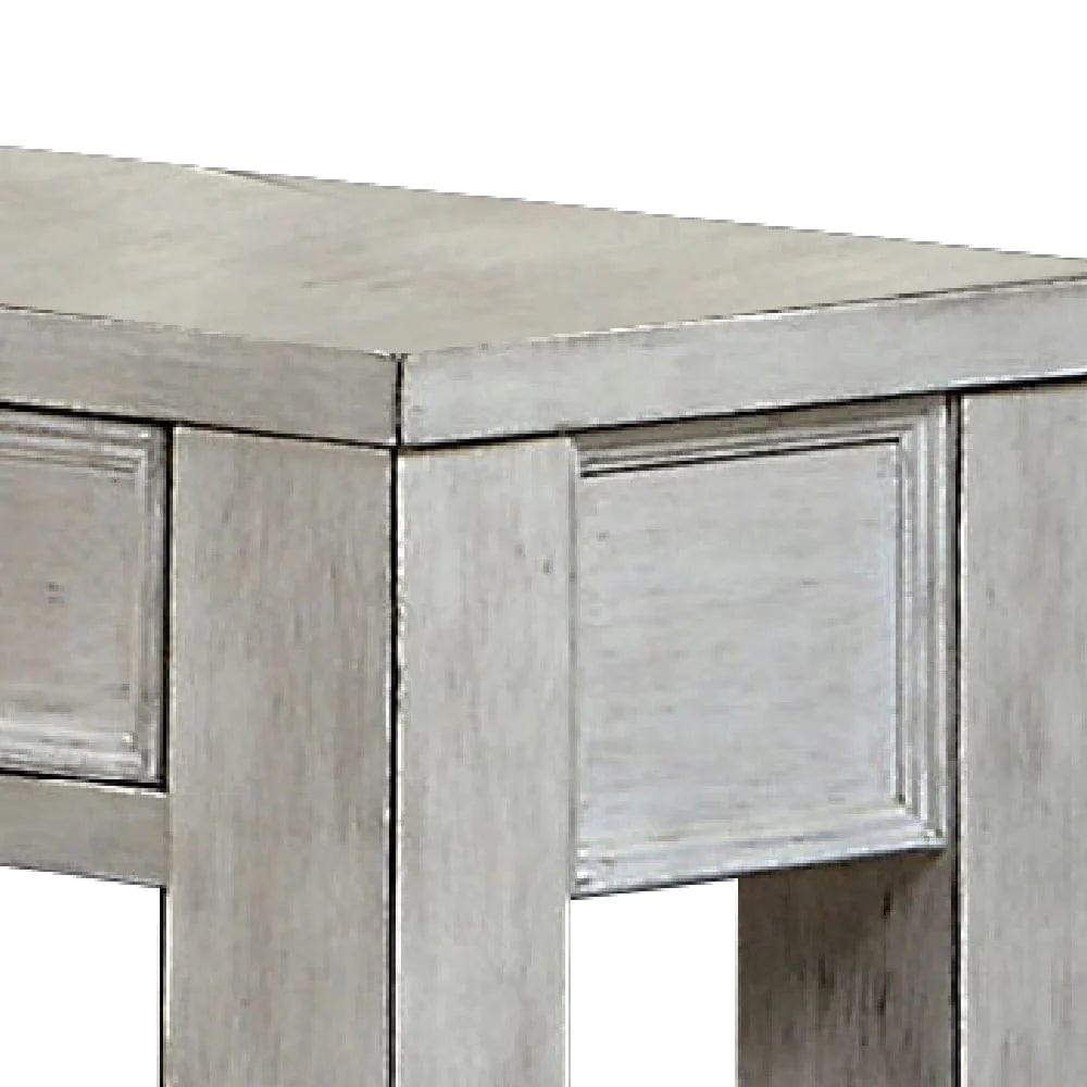 Benzara Transitional Wooden Console Table with 4 Drawers and Open Shelf, White BM203959