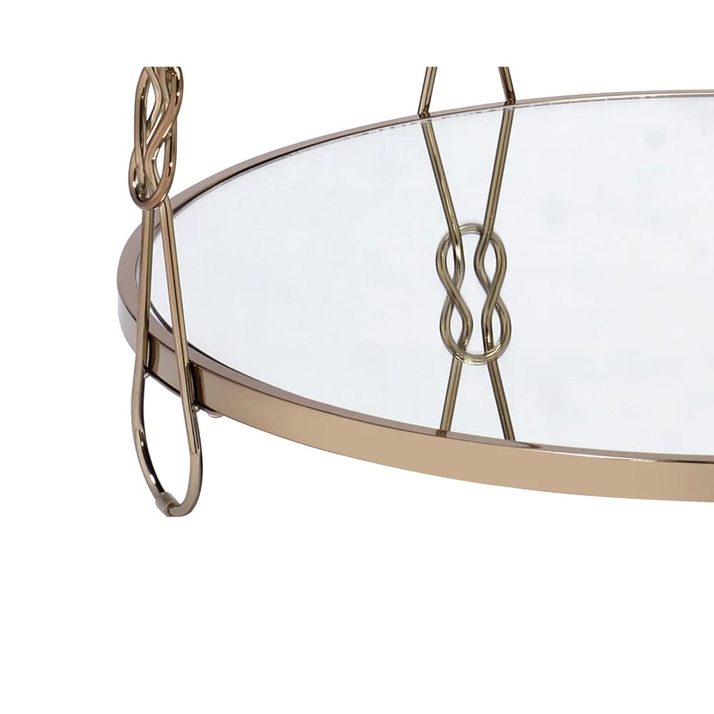 Benzara Metal Coffee Table with Glass Top and 1 Bottom Shelf,Gold and Clear BM204503